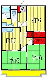 コーポ飯田第二マンション 3DKの間取図画像