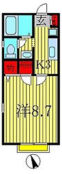あっぷる 1Kの間取図画像