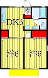 VaqueroA棟 2DKの間取図画像