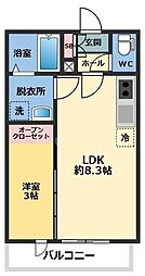 メゾン・ドゥ・アッシュ南柏 1LDKの間取図画像