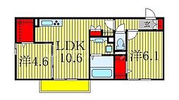 クラレットβ 2LDKの間取図画像