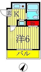 クレストパレス柏 1Kの間取図画像