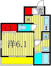 イルミナル 1Kの間取図画像