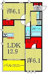 リシェス2 2LDKの間取図画像