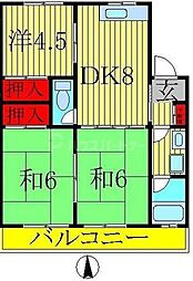 コーポKIKUA 3DKの間取図画像