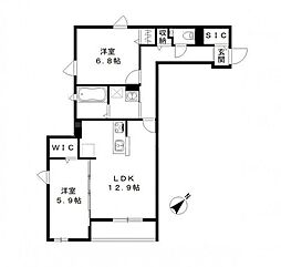 Y・ノヴェルA棟 2LDKの間取図画像