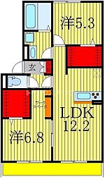 レンヌ 2LDKの間取図画像