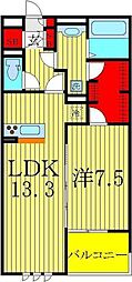 リシェス2 1LDKの間取図画像
