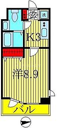 ヒューマンハイム我孫子 1Kの間取図画像