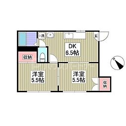 南柏パインヒル1号館 2DKの間取図画像