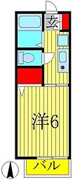 VaqueroA棟 1Kの間取図画像