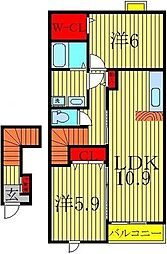 フレシール2 2LDKの間取図画像