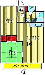 ブルーヒルズA 2LDKの間取図画像