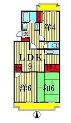 第15パールメゾン鏑木 3DKの間取図画像