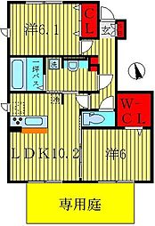 カームベリーC 2LDKの間取図画像