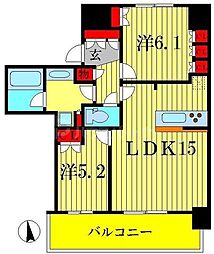 ライオンズタワー柏 2LDKの間取図画像