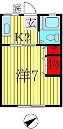 サーパスナカ 1Kの間取図画像