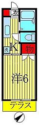 昭和ハイツB棟 1Kの間取図画像