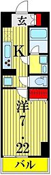 モアナレジデンス 1Kの間取図画像