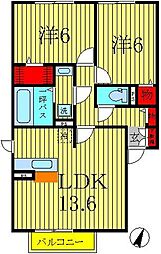 ポルトボヌールA 2LDKの間取図画像