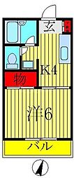 レジデンスヨシノ 1Kの間取図画像
