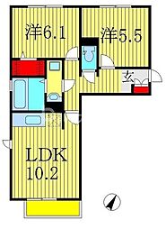 ヴァイスハウス 2LDKの間取図画像