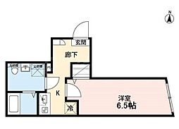 エクセラン五反野 4階1Kの間取り