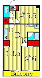 綾東ヴィレッジ壱番館 4階2LDKの間取り