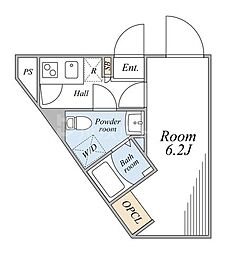 オークノワール綾瀬 2階ワンルームの間取り