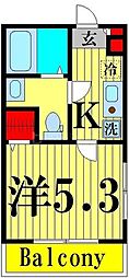 メルディア梅島3 1Kの間取図画像