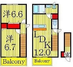 ブルックハマナカ 2LDKの間取図画像