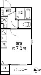 T's Cuore六町I ワンルームの間取図画像