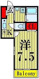 クレインハウス 1Kの間取図画像