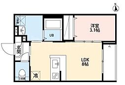 robot home 六町III(ロボットホームロクチョウスリー) 1LDKの間取図画像