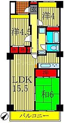 リリオ弐番館 3LDKの間取図画像