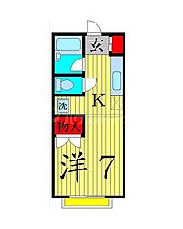 フローラルタウン北綾瀬1 1Kの間取図画像