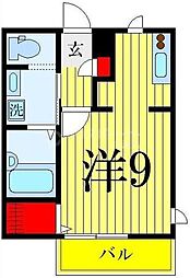 ブルーウェル ワンルームの間取図画像