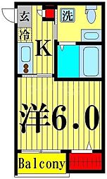 グローベルメゾン綾瀬 1Kの間取図画像