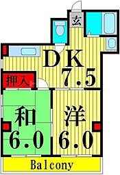 プレジデントハイム 2DKの間取図画像