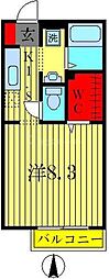 フローラ 1Kの間取図画像