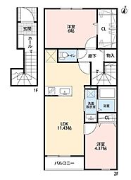 リーブルファイン足立辰沼 2LDKの間取図画像