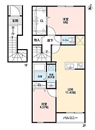 リーブルファイン足立辰沼 2LDKの間取図画像