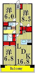 ロイヤルパークス西新井 3LDKの間取図画像