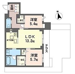 クレスティーク 2LDKの間取図画像