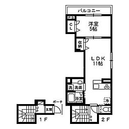 フローラ 1LDKの間取図画像