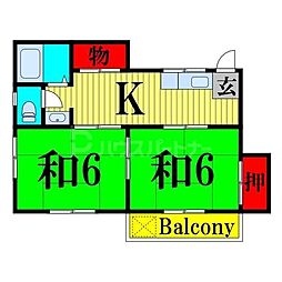 昭和ハイツ 2DKの間取図画像