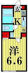 グランクオール五反野スカイ 1Kの間取図画像