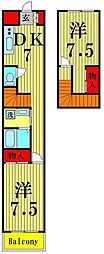 フィールズマンション1 2DKの間取図画像