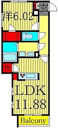 フォレスト綾瀬 1LDKの間取図画像
