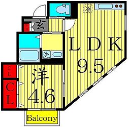 ピオニー綾瀬 1LDKの間取図画像